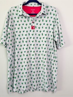 Bogey Bros|Inappropriate Green Cactus Print Polo Shirt sz XL